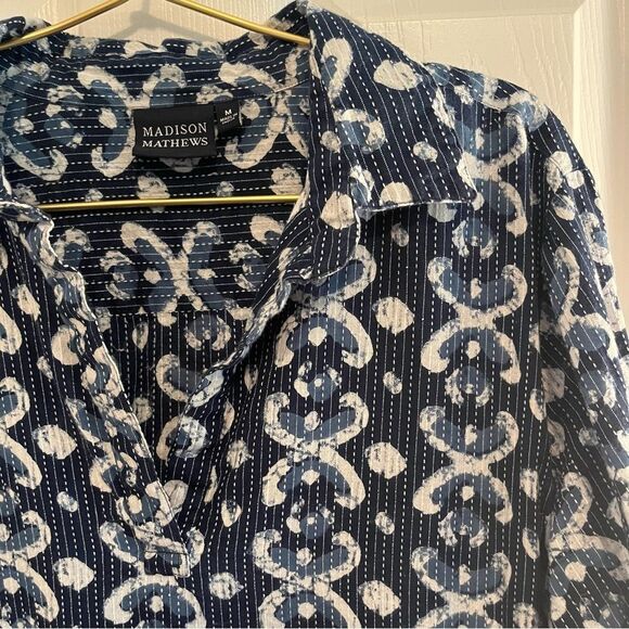 Madison Matthews Navy Long Sleeve Dress - Picture 8 of 9